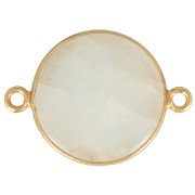 Intercalaire rond en pierre gemme 22x16mm Arg 925 Doré à l'or fin Pierre de lune|raw }}