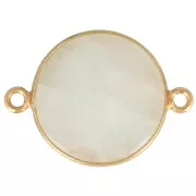Intercalaire rond en pierre gemme 22x16mm Arg 925 Doré à l'or fin Pierre de lune