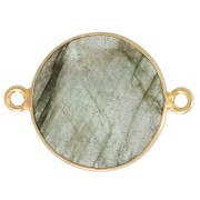 Intercalaire rond en pierre gemme 22x16mm Argent 925 Doré à l'or fin - Labradorite