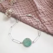 Intercalaire rond en pierre gemme 22x16mm Argent 925 Doré à l'or fin - Labradorite