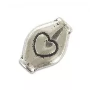 Olives plates 11x7 mm argenté vieilli x5