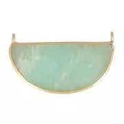 Intercalaire en pierre gemme 33x19 mm Argent 925 Doré à l'or fin - Amazonite x1