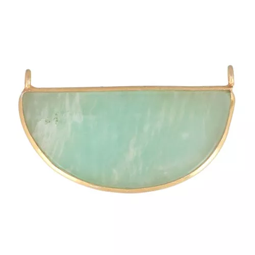Intercalaire en pierre gemme 33x19 mm Argent 925 Doré à l'or fin - Amazonite x1