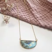 Intercalaire en pierre gemme 33x19 mm Argent 925 Doré à l'or fin - Amethyste x1