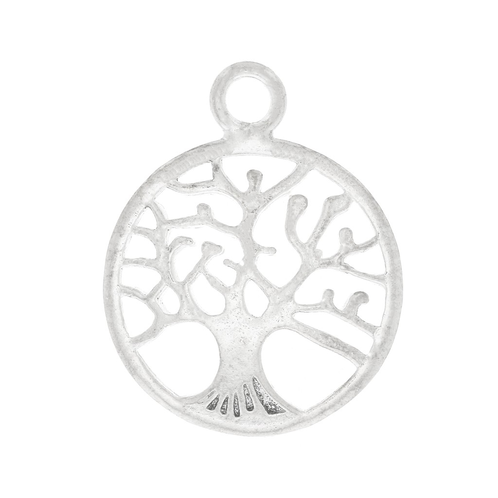 Pendentif Arbre De Vie En Argent Massif 925 - Forme Ronde, 25x15mm - Bijou Femme Neuf Avec étiquettes - Marque Papillon Bleu