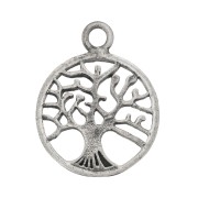 Pendentif rond 18x14 mm - motif arbre de vie - Argent 925 oxydé x1|raw }}