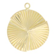 Pendentif rond plissé et strié 17x15 mm - Gold filled (or laminé)  x1|raw }}