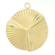 Pendentif rond plissé et strié 17x15 mm - Gold filled (or laminé)  x1