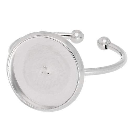 Bague fine réglable pour cabochon fond plat 12 mm - Acier inoxydable 304 x1
