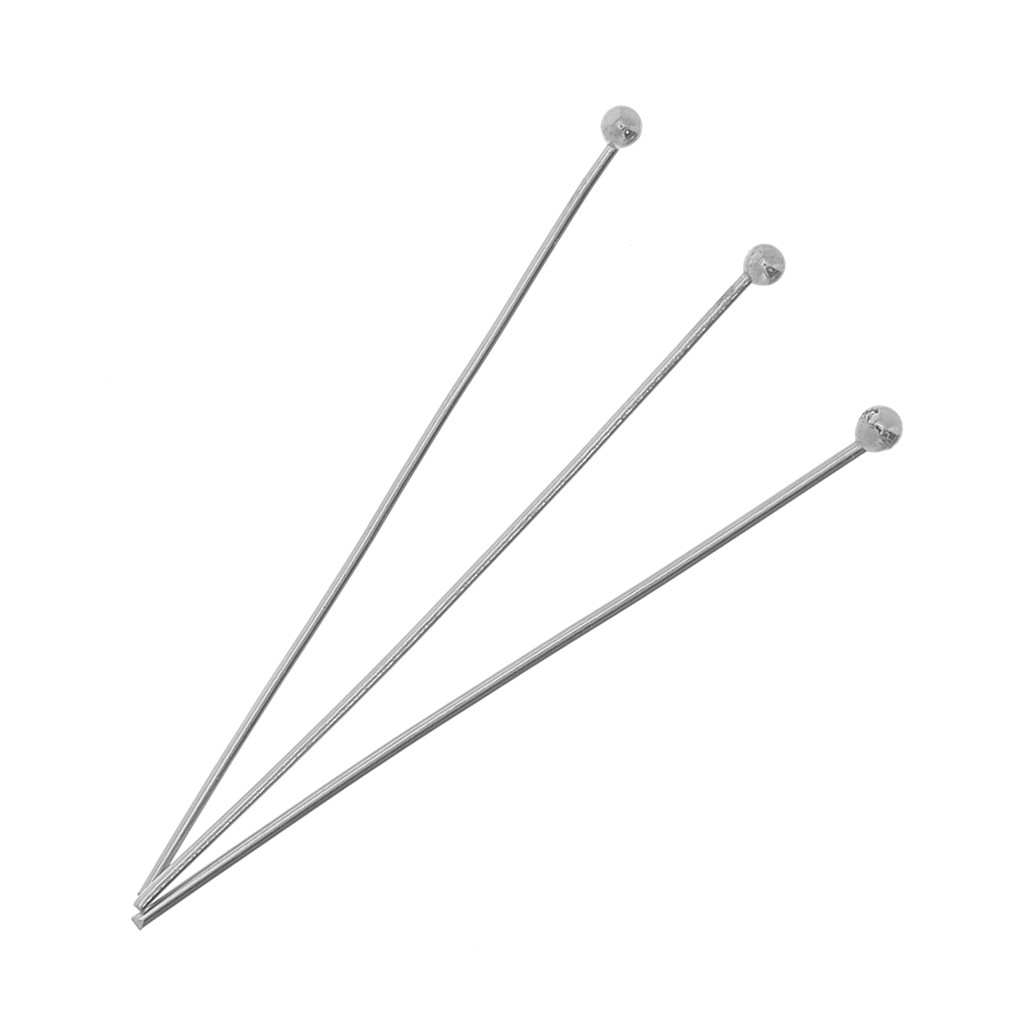 My-Bead Tiges Clous Tête Boule Argent 925 - 50mm X 0.5mm - Lot De 10 Pièces - Pour Création Bijoux DIY