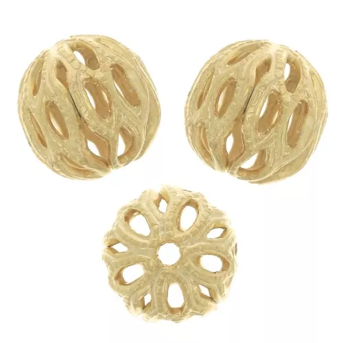 Perles rondes filigranées 6 mm - Doré à l'or fin x10