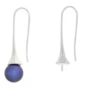 Crochets d'oreilles pour perles semi-percées 8 mm - Argenté x2
