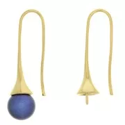 Crochets d'oreilles pour perles semi-percées 8 mm - Doré à l'or fin x2