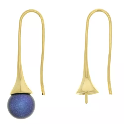 Crochets d'oreilles pour perles semi-percées 8 mm - Doré à l'or fin x2