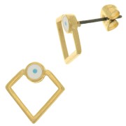 Boucles d'oreilles diamant & résine époxy motif oeil 13 mm Doré à l'or fin x2