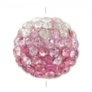 Ronde plasticine strass 12 mm Crystal/Light Rose/Rose x1