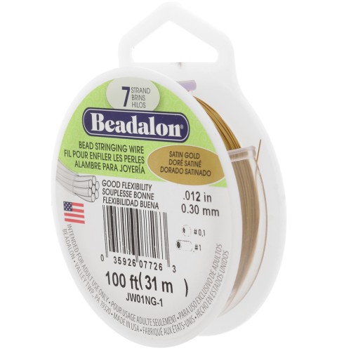 Fil Cablé acier inox 7 brins 0.30 mm - Beadalon - Doré satiné x31 m