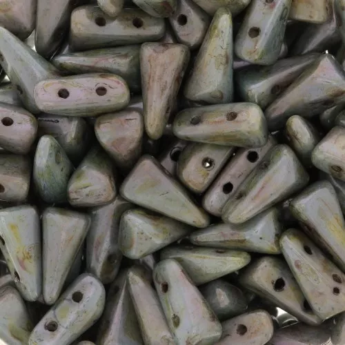 Perles en verre Vexolo 5x8 mm - Vert de Gris Marbré x30