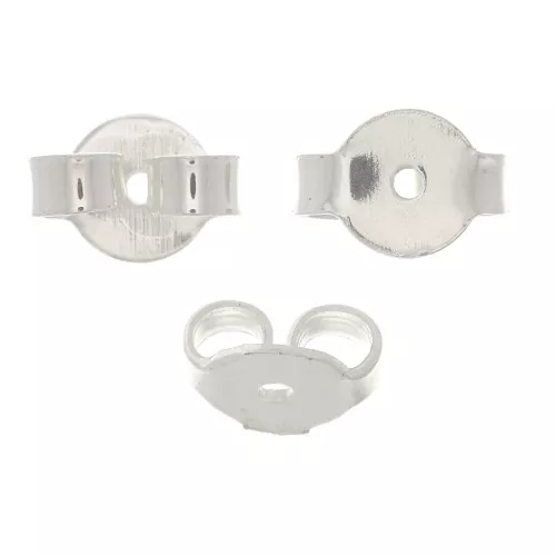 Poussoirs - Poussettes pour clous d'oreilles 7x5 mm - Argenté x10