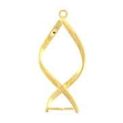 Pendentifs tourbillons 34x15 mm pour perle de 10 mm - Doré à l'or fin x2|raw }}