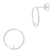 Clous d'oreilles cercle évidé 15 mm pour pierre semi-percées - Argent 925 x2