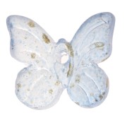 Perles forme papillon 9.5x11 mm - Bleu clair - Tacheté Doré x4