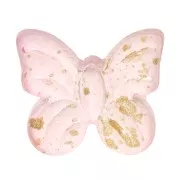 Perles forme papillon 9.5x11 mm - Rose clair - Tacheté Doré x4