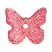 Perles forme papillon 9.5x11 mm - Rouge - Tacheté Doré x4