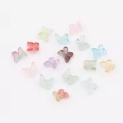 Perles forme papillon 9.5x11 mm - Rouge - Tacheté Doré x4