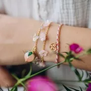 Perles forme papillon 9.5x11 mm - Rouge - Tacheté Doré x4