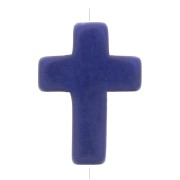 Perle croix 16.5x12 mm imitation pierre gemme teintée - Lapis lazuli x1