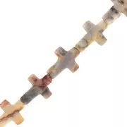 Perles Croix En Agate Naturelle - 12x16x5 Mm - Colorées - Pour Fabrication Bijoux DIY, Collier, Bracelet