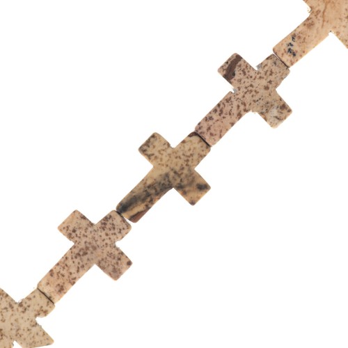 Perle croix 16.5x12 mm imitation pierre gemme teintée - Jaspe paysage x1