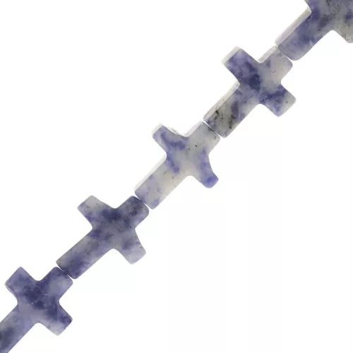 Perle croix 16.5x12 mm imitation pierre gemme teintée - Sodalite x1