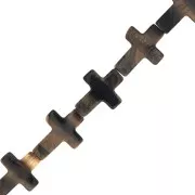 Perle croix 16.5x12 mm imitation pierre gemme teintée - Oeil de tigre x1