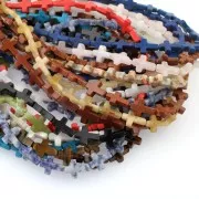 Perle croix 16.5x12 mm imitation pierre gemme teintée - Oeil de tigre x1