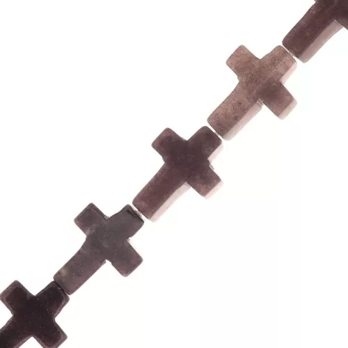 Perle croix 16.5x12 mm imitation pierre gemme teintée - Jaspe poppy x1