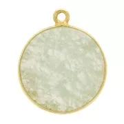 Pendentif rond pierre gemme 16mm - Argent 925 Doré à l'or fin - Aventurine x1