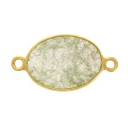 Intercalaire ovale pierre gemme 14x10mm Argent 925 Doré à l'or fin - Aventurine x1|raw }}
