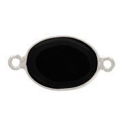 Intercalaire ovale en pierre gemme 15x10 mm - Argent 925 - Onyx noir x1