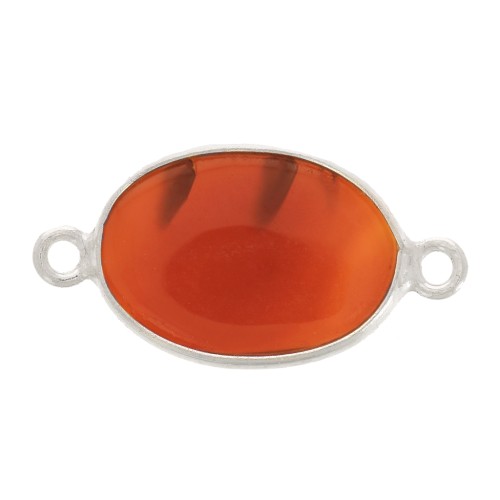 Intercalaire ovale en pierre gemme 15x10 mm - Argent 925 imitation Cornaline x1