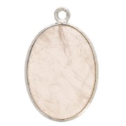 Pendentif ovale pierre gemme 22x14 mm Argent 925 - Quartz rose x1|raw }}
