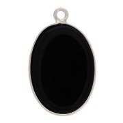 Pendentif ovale pierre gemme 22x14 mm Argent 925 - Onyx noir x1