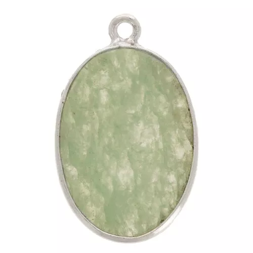 Pendentif ovale pierre gemme 22x14 mm Argent 925 - Aventurine x1