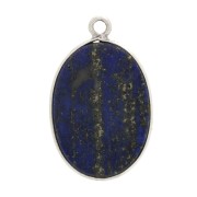 Pendentif ovale pierre gemme 22x14 mm Argent 925 - Lapis lazuli x1