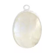 Pendentif ovale pierre gemme 22x14 mm Argent 925 - Pierre de lune x1