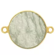 Intercalaire rond pierre gemme 16 mm Argent 925 Doré à l'or fin - Aventurine x1