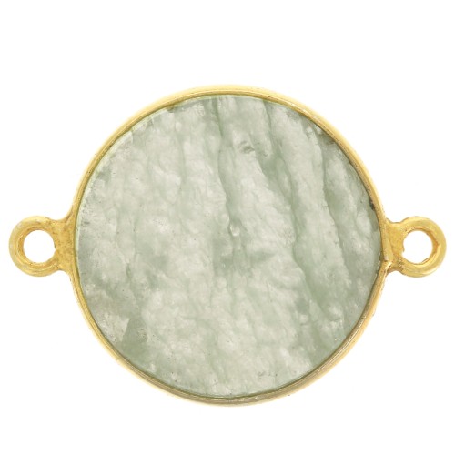 Intercalaire rond pierre gemme 16 mm Argent 925 Doré à l'or fin - Aventurine x1