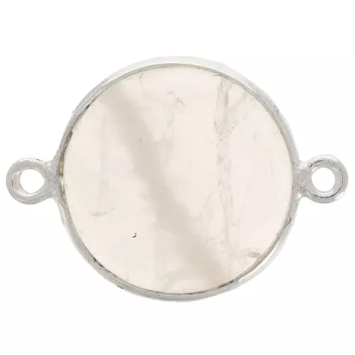 Intercalaire rond en pierre gemme 16 mm Argent 925 - Quartz rose x1