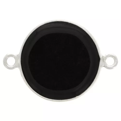 Intercalaire rond en pierre gemme 16 mm Argent 925 - Onyx noir x1